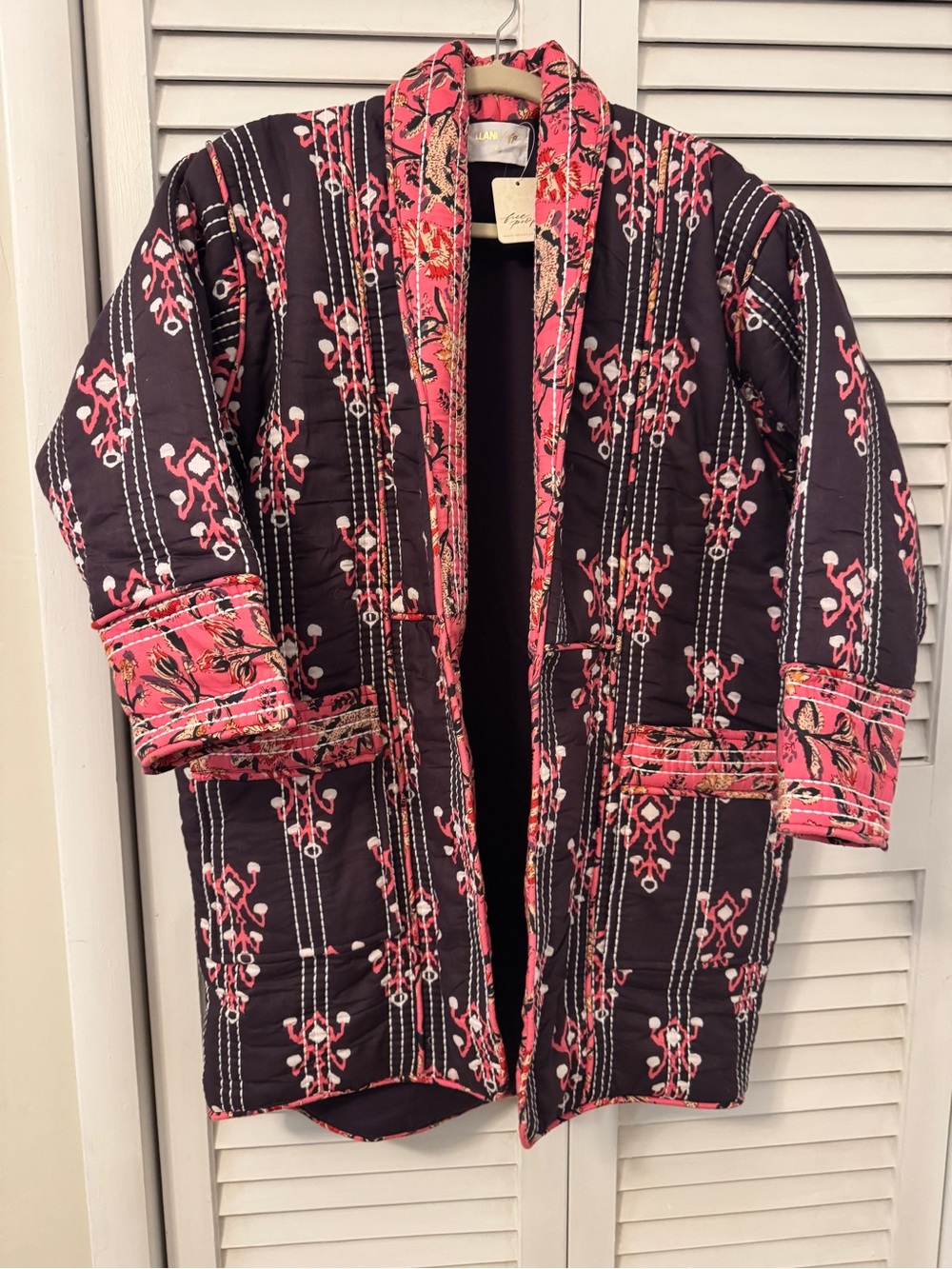 NWT Free People x Llani Gracie Mae Kantha Quilted Jacket Plum Pink XS MSRP $168